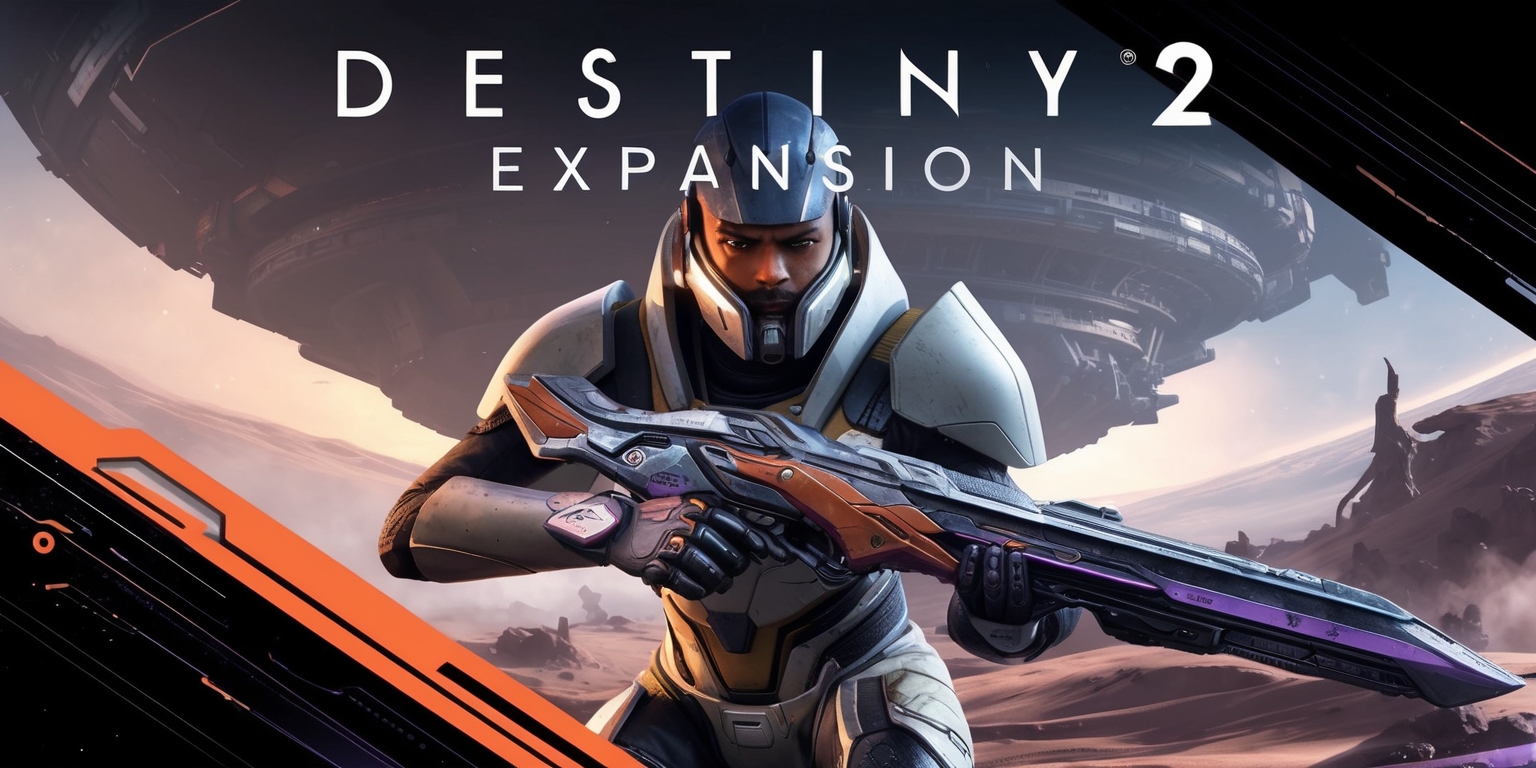 A futuristic sci-fi themed image depicting a scene from the Destiny 2 expansion game, with a dark and gritty atmosphere, set in a distant planetary environment, featuring a central character, a Guardian, with a strong facial expression, wearing a sleek and intricately designed armor set, holding a powerful and detailed futuristic weapon, with a vibrant and dynamic color scheme, showcasing a mix of oranges, blues, and purples, in the background a massive and ominous structure or spaceship looms, with a sense of action and movement, and a hint of danger and adventure, the image is highly detailed and stylized, with bold lines and vibrant textures, and a sense of depth and dimensionality, the overall mood is one of intensity and heroism.